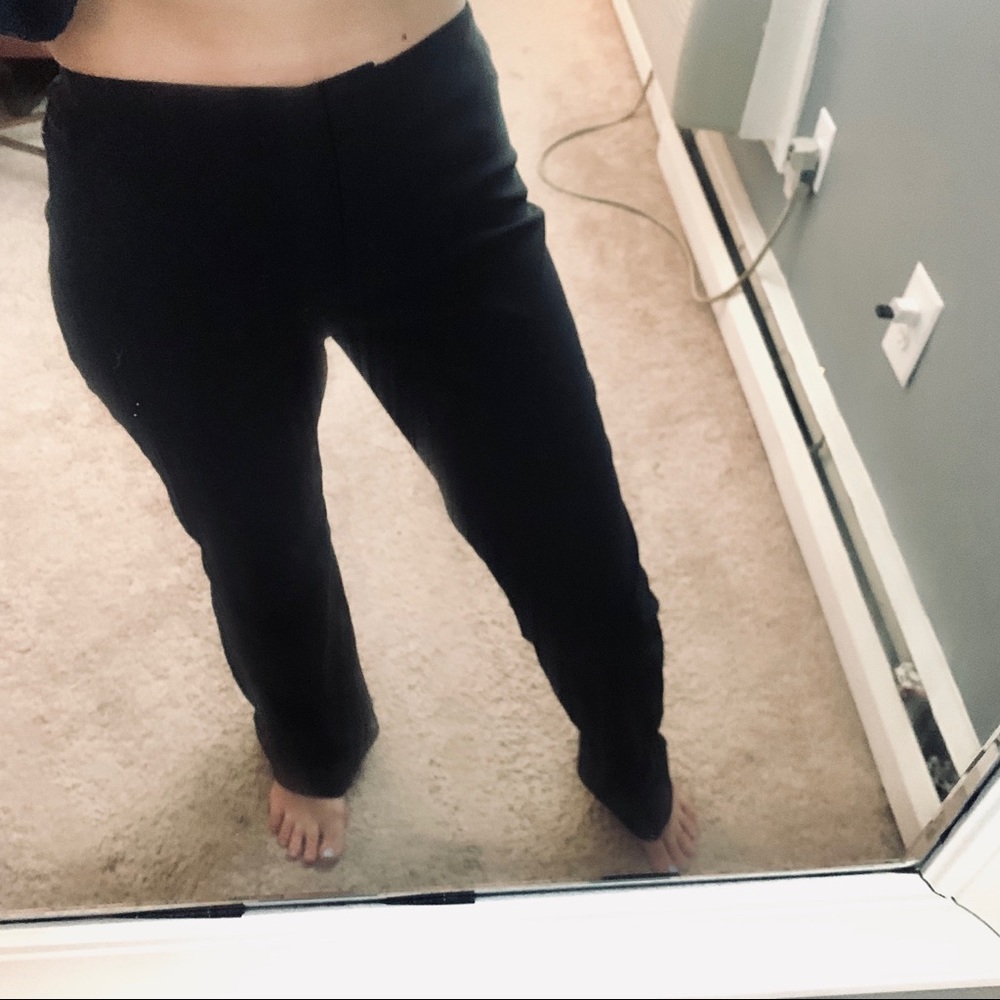 Cache black lace trim high rise pants
